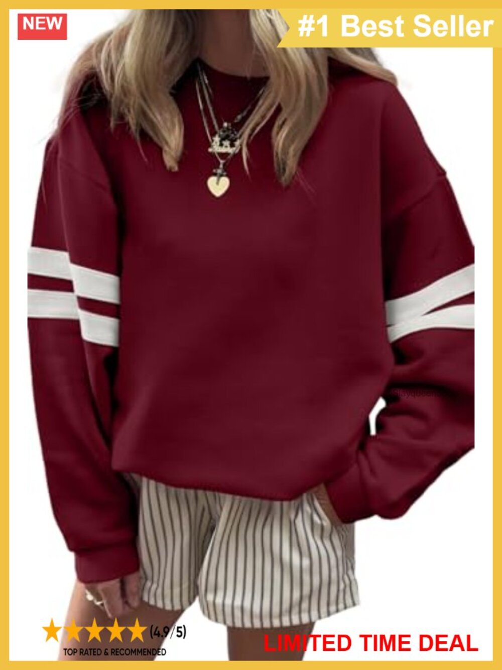 Women's Varsity Striped Sweatshirt Oversized Lightweight Knit Pullover